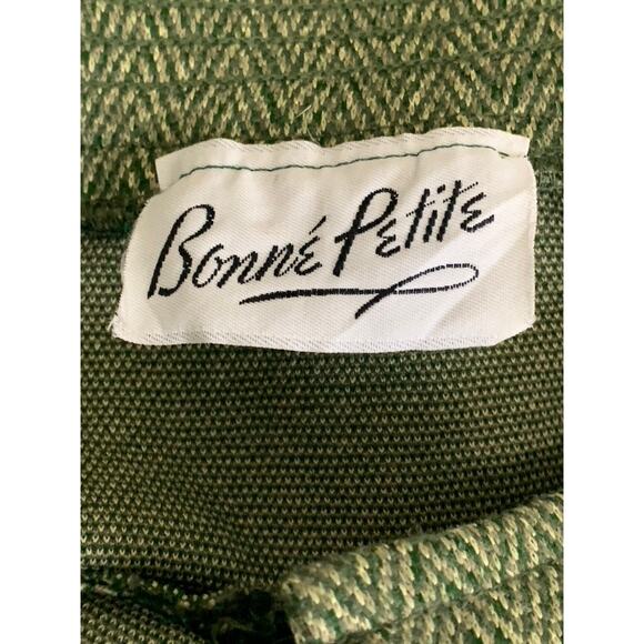 BONNE PETITE Women's Vintage Green Herringbone Knit Button-Front Mini Skirt SZ S - Picture 9 of 10